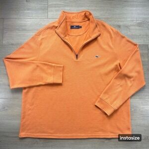 Vineyard Vines Sweater Mens 2XLT Orange 1/4 Zip Saltwater Performance Pullover